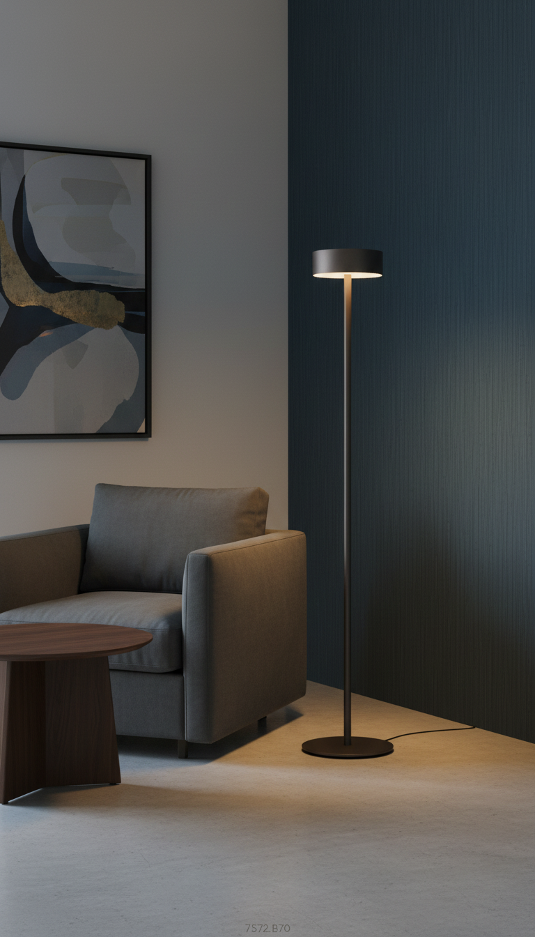 Smoked Bronze Floor Lamp With Minimalist Stem in a new setting