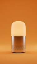 A straight-on, centered shot of the Sonic Glow speaker and light combo, highlighting the sleek and modern design. Set...
