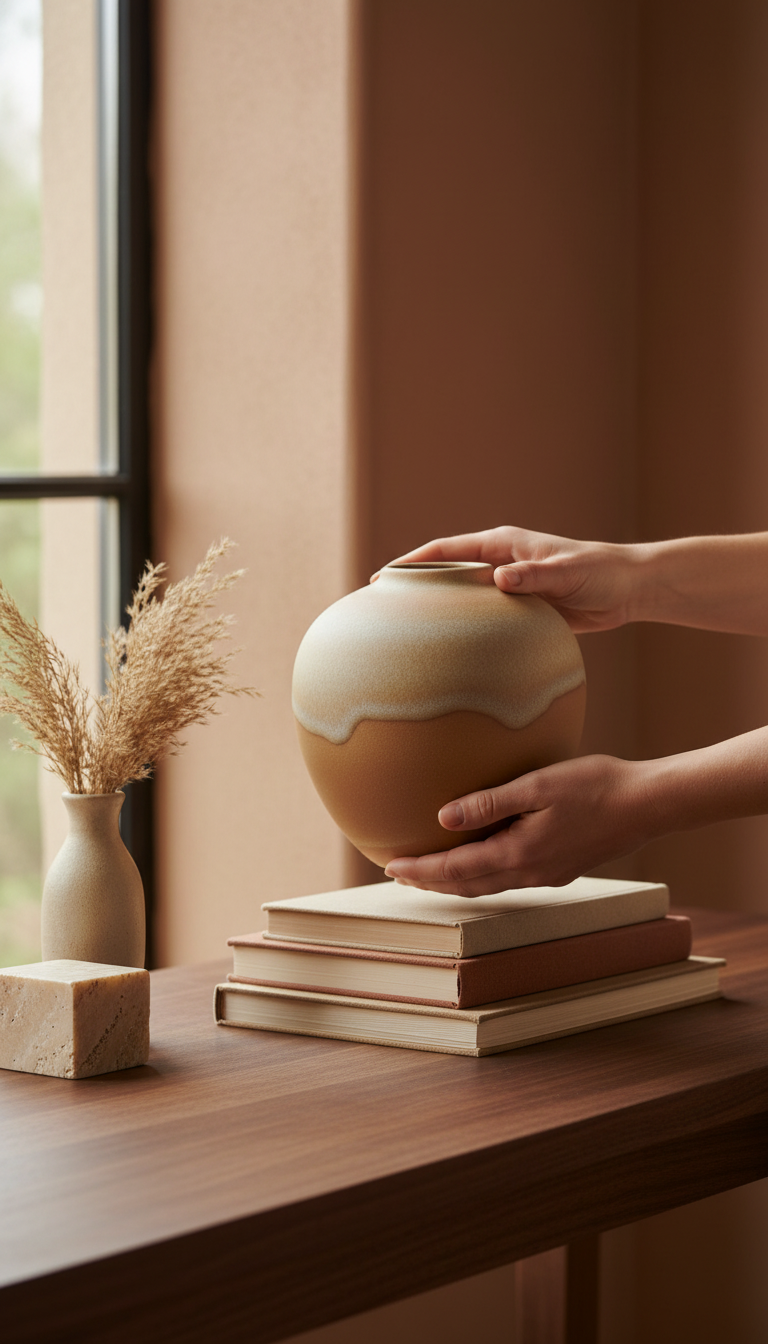 Sandstone Glazed Vase in use