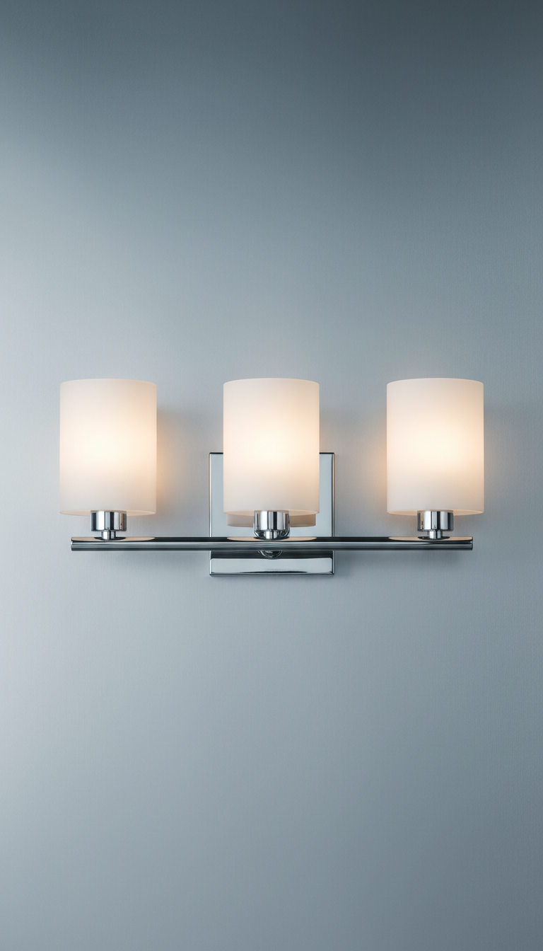 Polished metal frosted glass vanity light