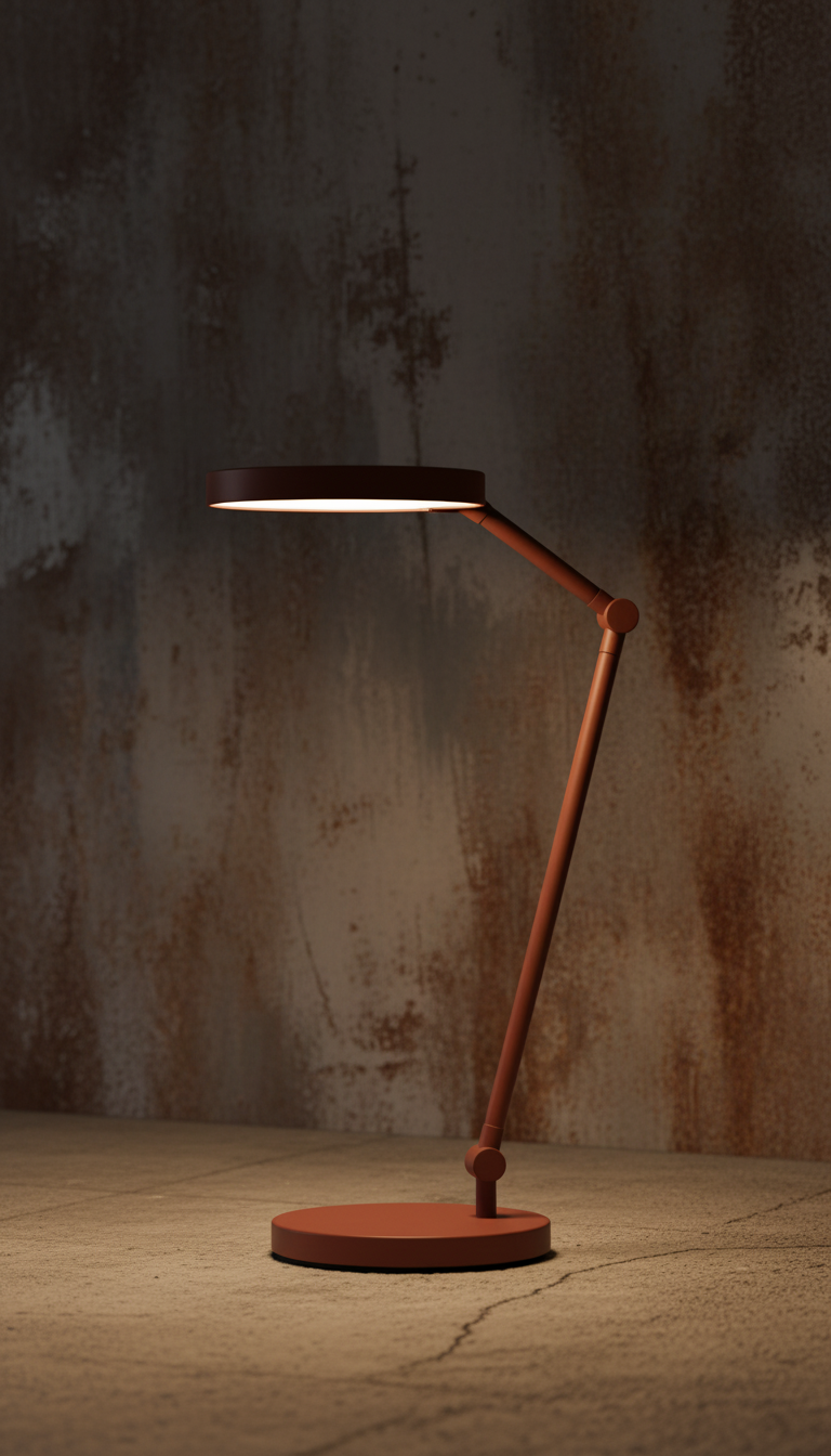 Minimalist Desk Lamp in Burnt Sienna in a new setting
