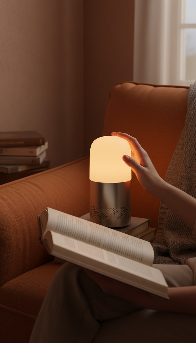 Smart Speaker and Light Combo in use