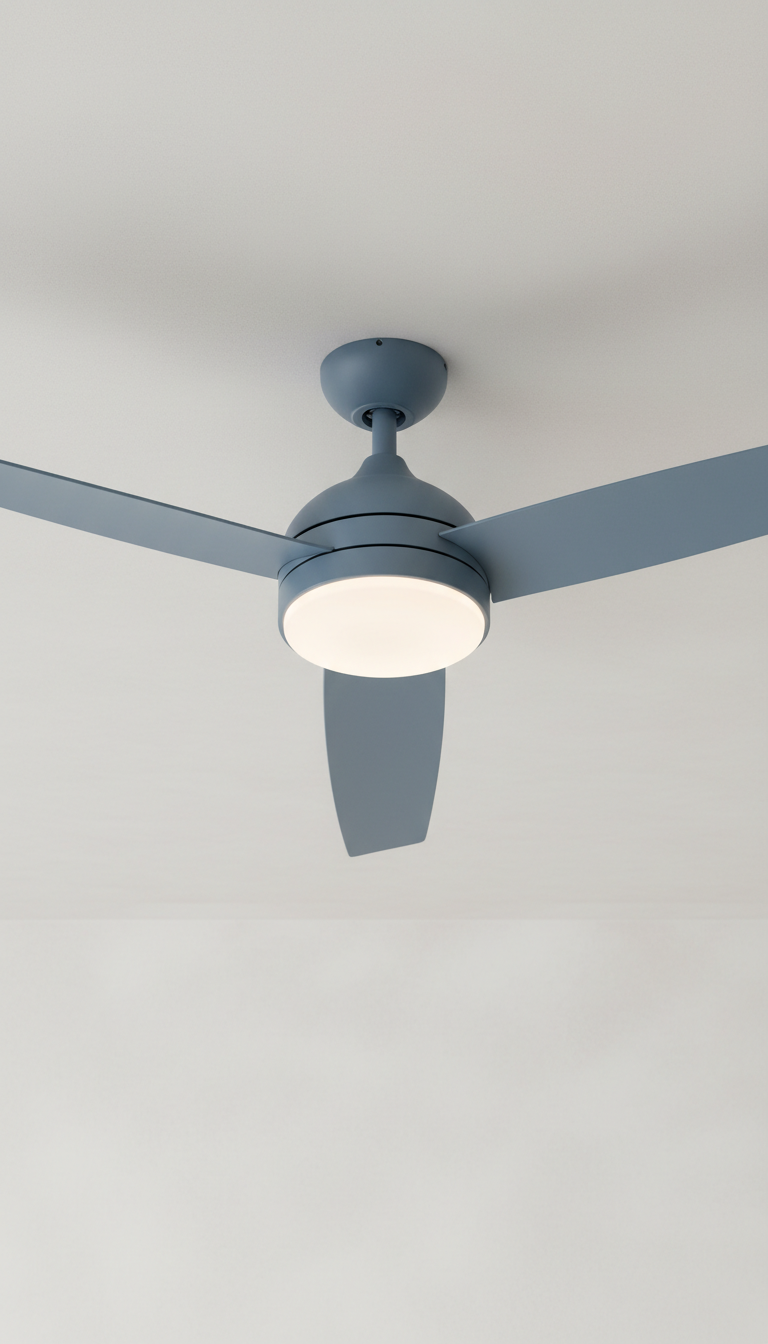Mist blue ceiling fan with LED light