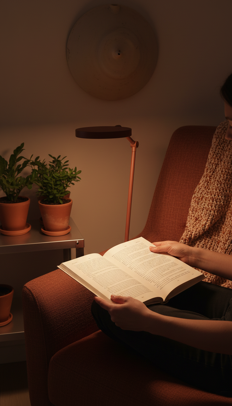 Minimalist Desk Lamp in Burnt Sienna in use